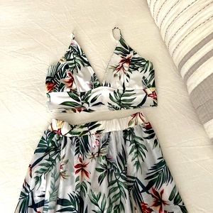 Womens two piece tropical matching skirt set